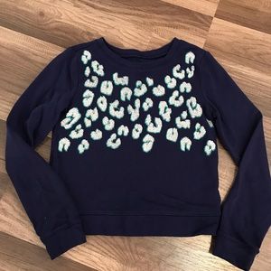 Justice Navy leopard print sweater Girls size 7